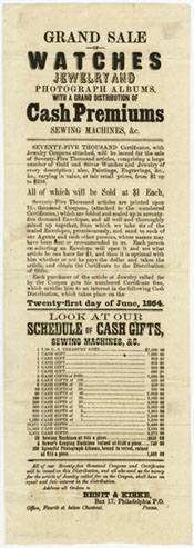 Grand Sale of Watches Jewelry and Photograph Albums. [Philadelphia], 1864.